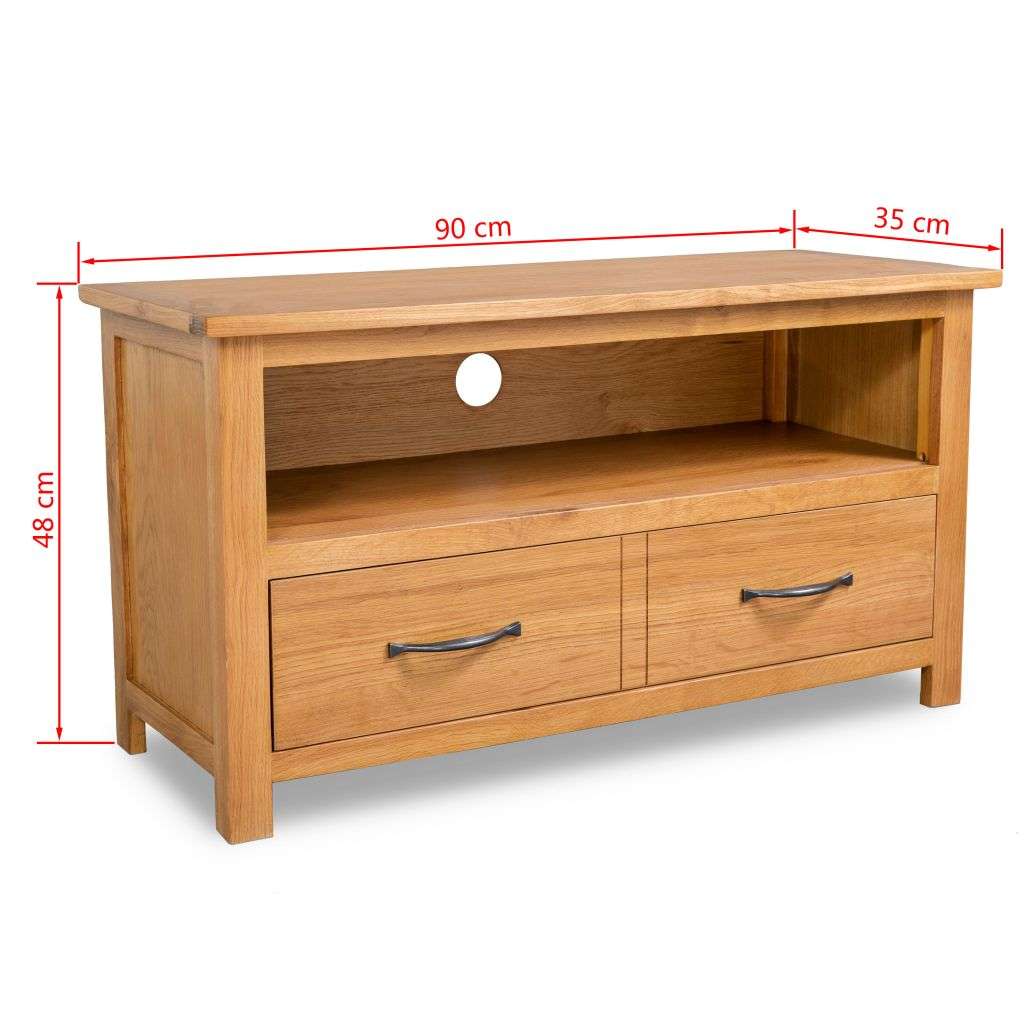 Side corner of oak TV unit showing joint quality similar to oak bookcases construction