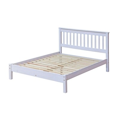 White Slatted Bed Premium Pine Furniture
