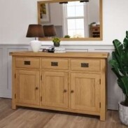 Large Rustic Oak Sideboard with metal handles