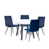 1.1m Marble Round Table & 4 Blue Chairs - Image 2