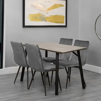 1.2m Concrete Table & 4 x CH66 Grey Chairs