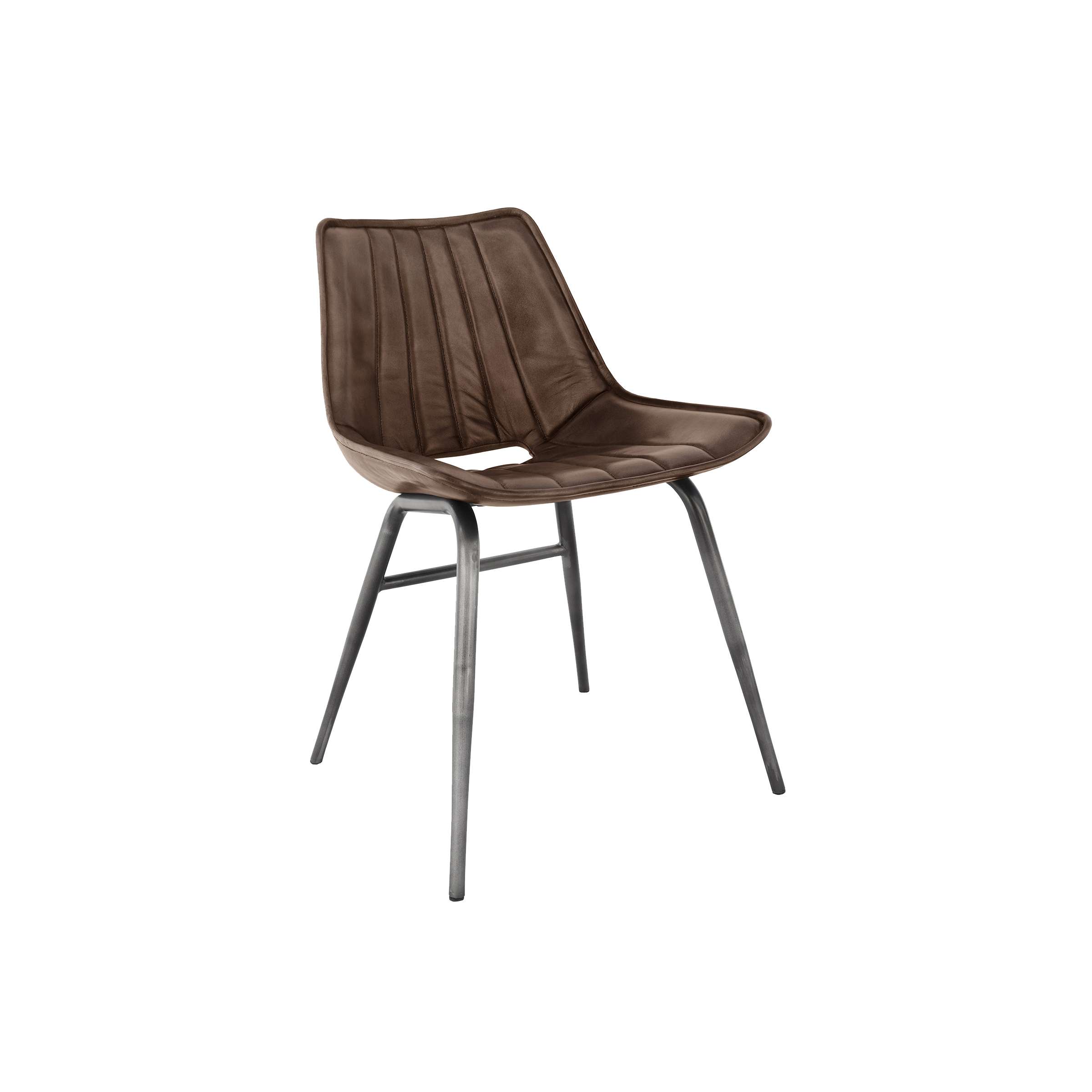 Leather & Iron Chair - Brown