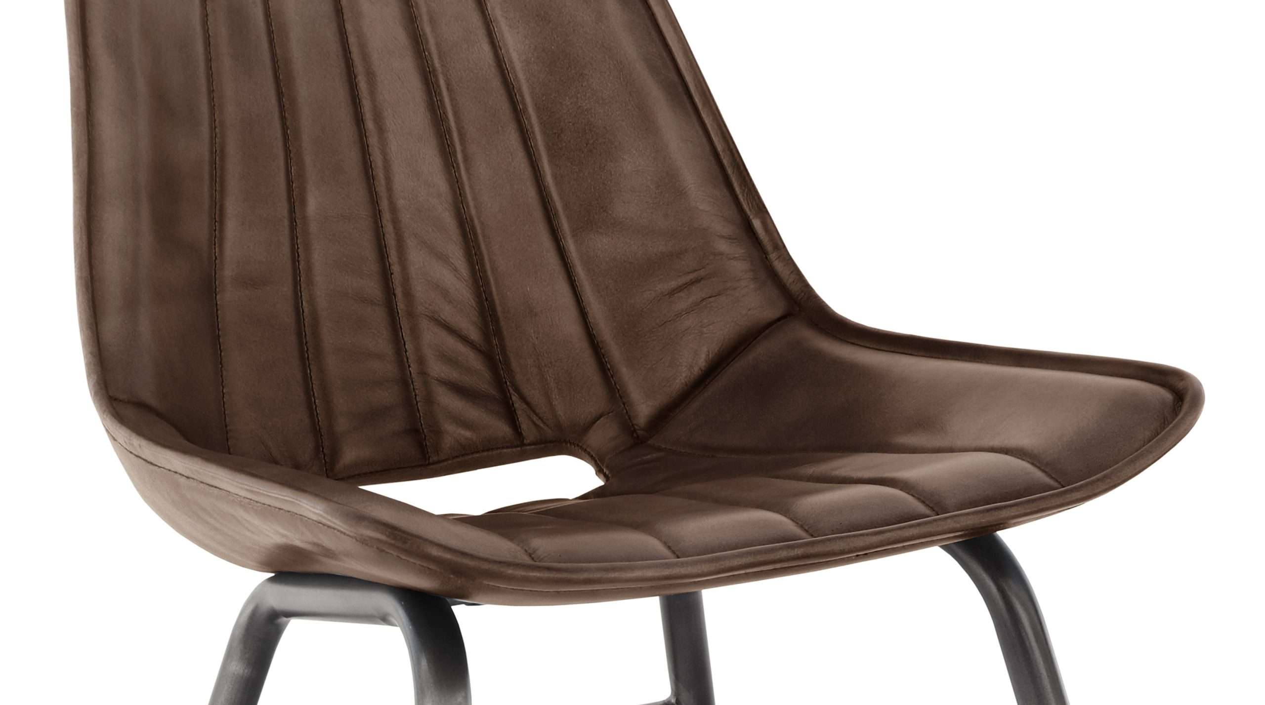 Leather & Iron Chair - Brown - Image 4