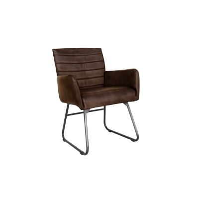 Leather & Iron Chair - Brown