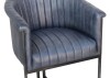 Leather & Iron Bar Chair - Blue - Image 4