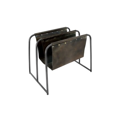 Leather & Iron Double Magazine Holder - Dark Grey