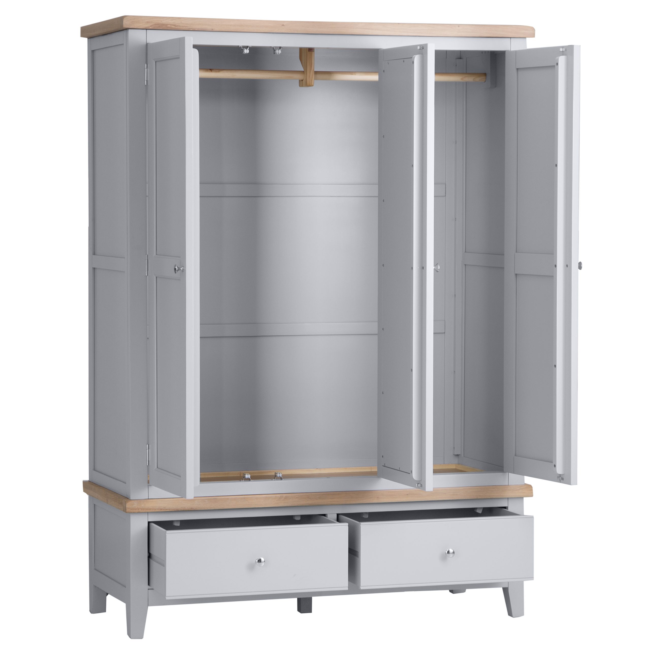 Modern 3 Door Grey Wardrobe with Ample Storage Space - Image 3