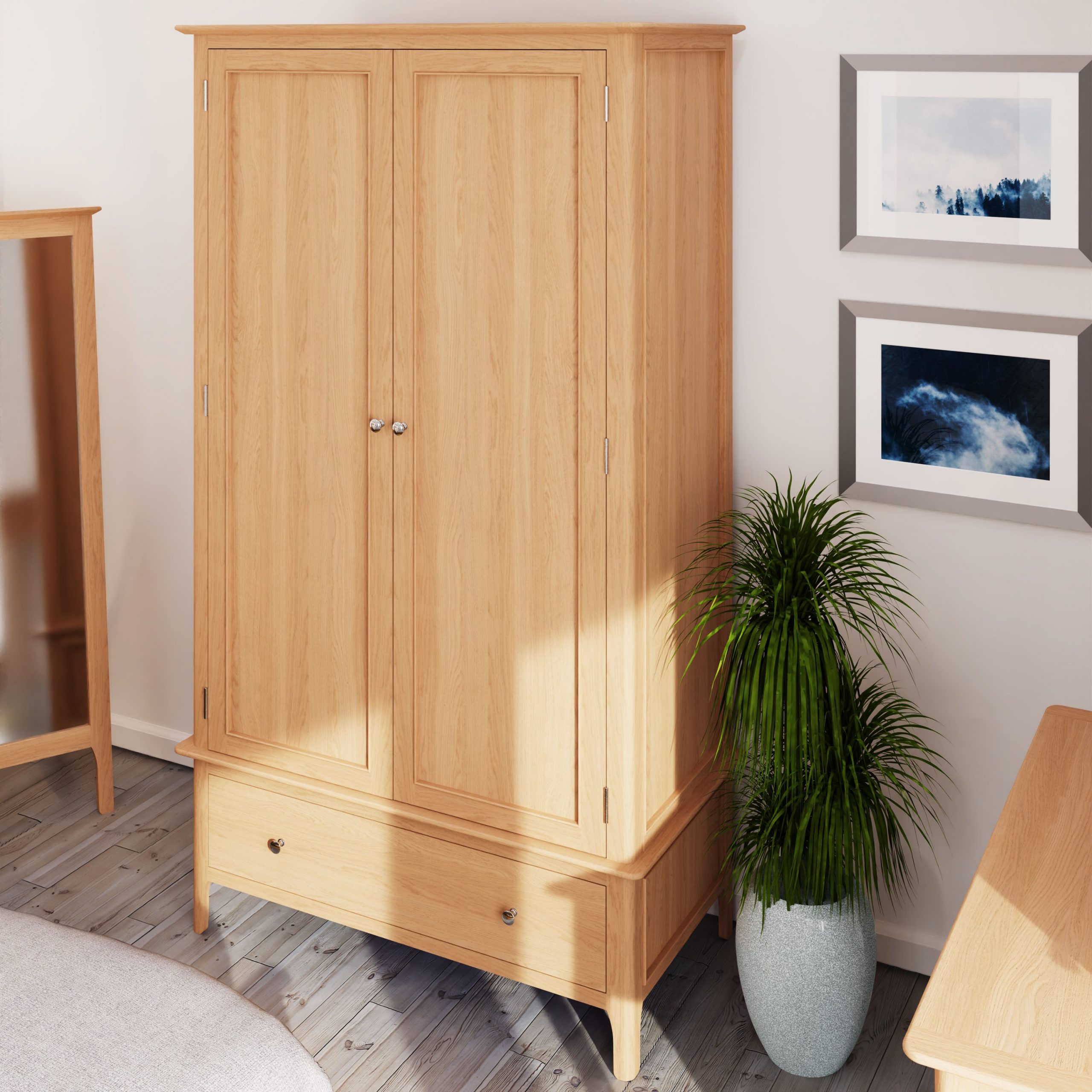 oak wardrobes with drawers