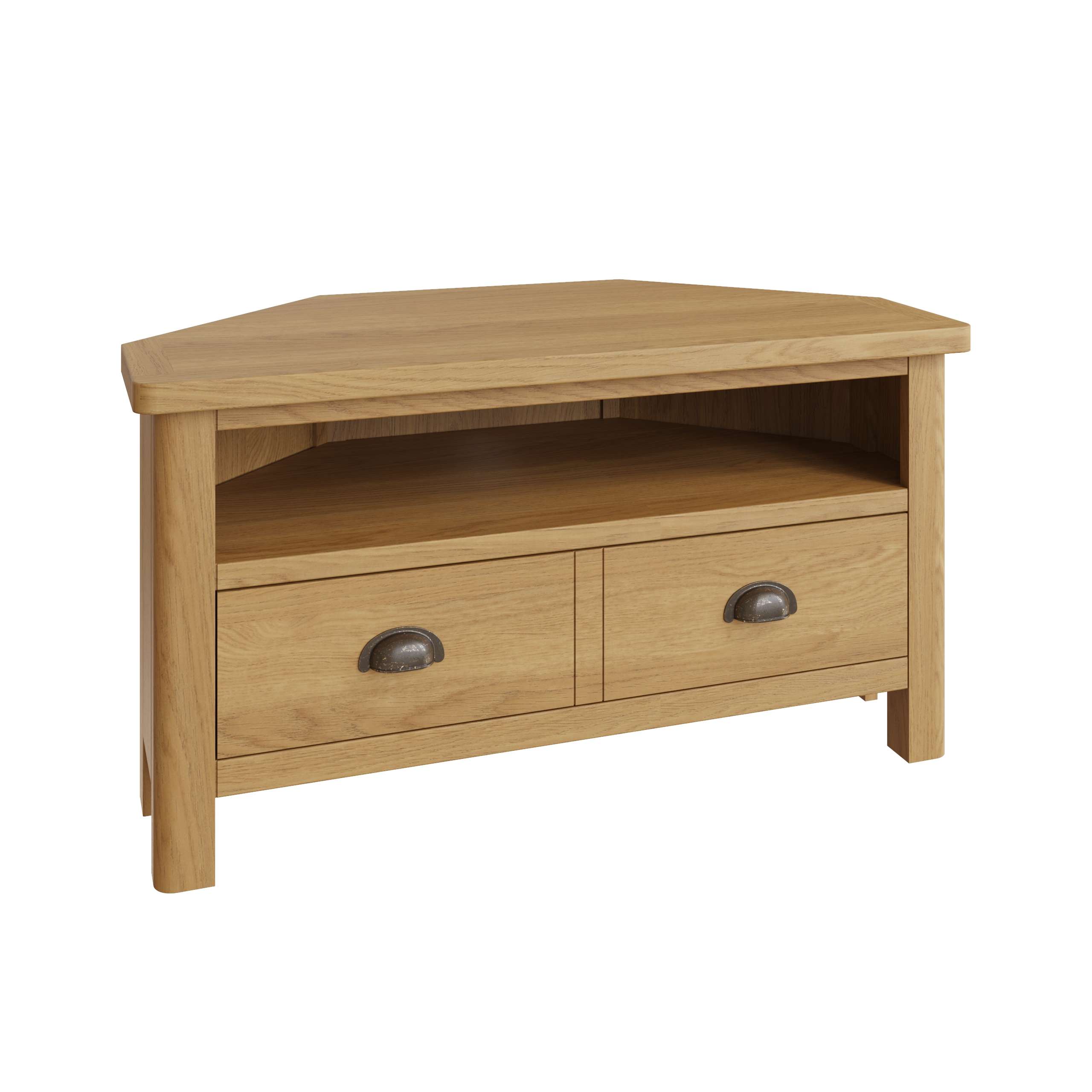 Rustic Oak Corner TV Stand - Image 2