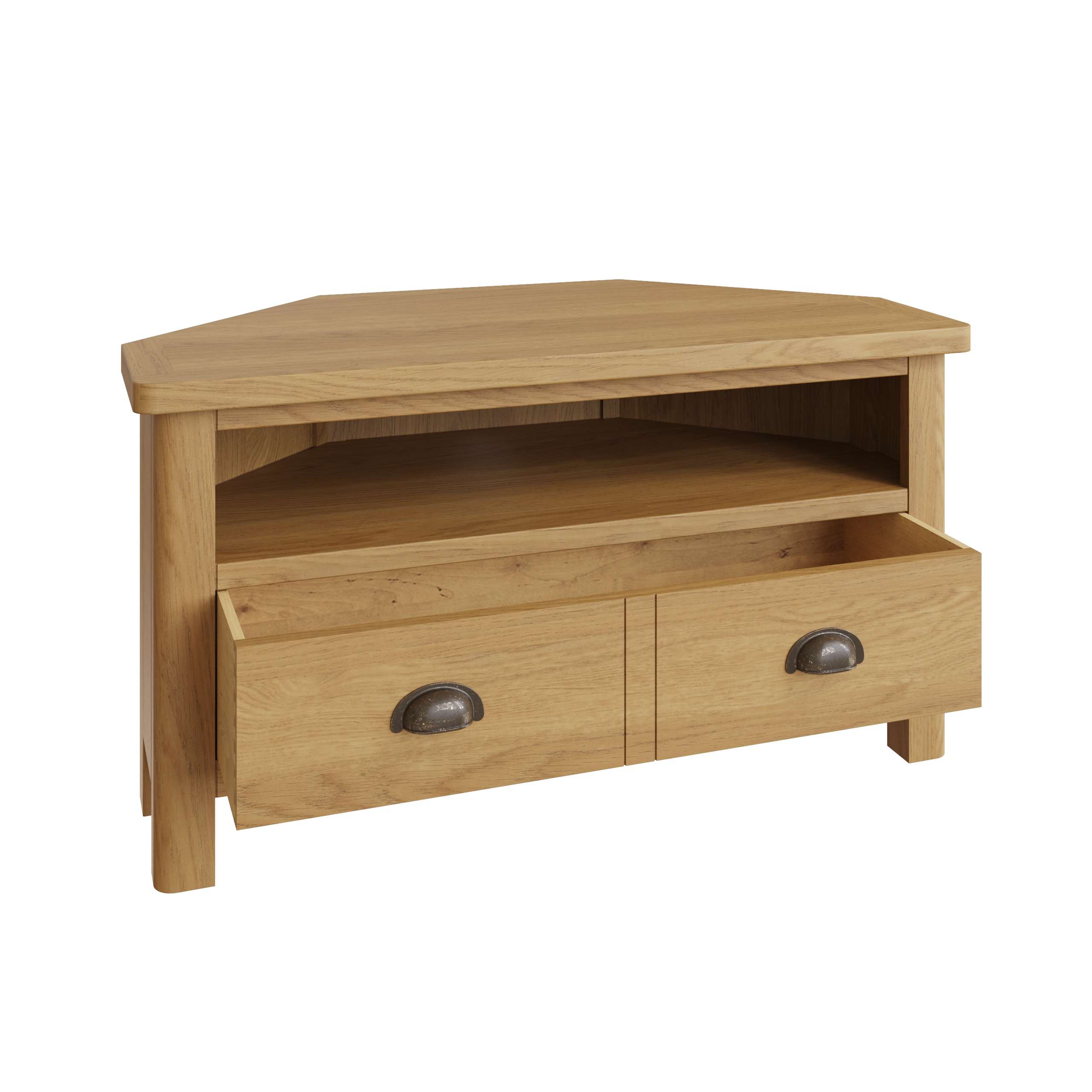 Rustic Oak Corner TV Stand - Image 3