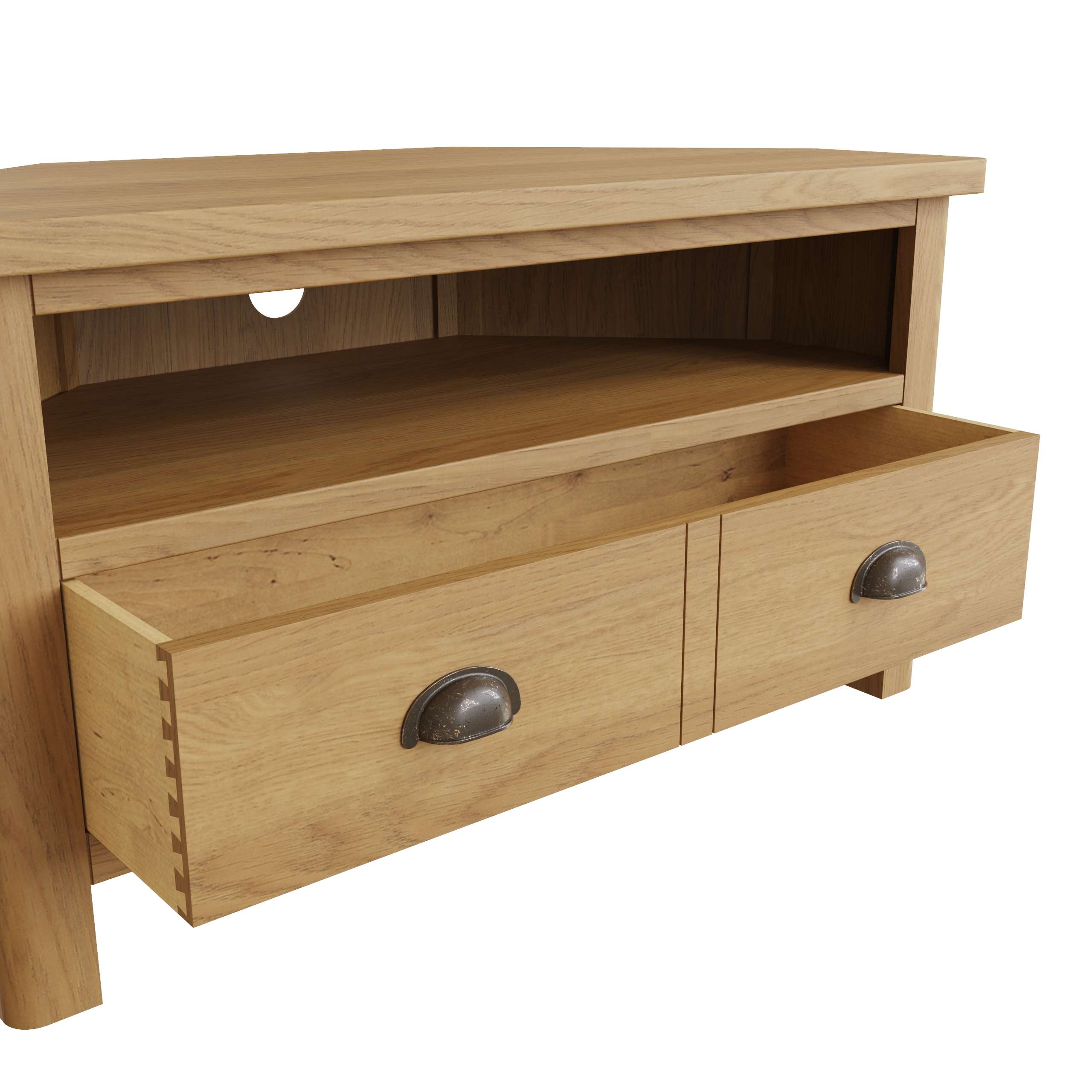 Rustic Oak Corner TV Stand - Image 7