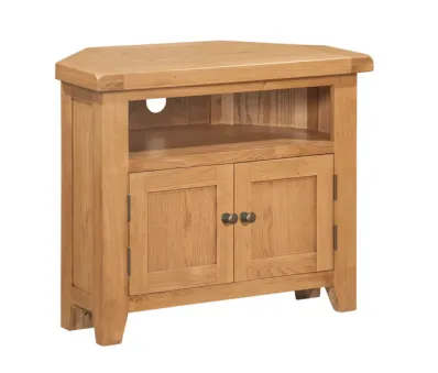 Rustic oak corner tv stand