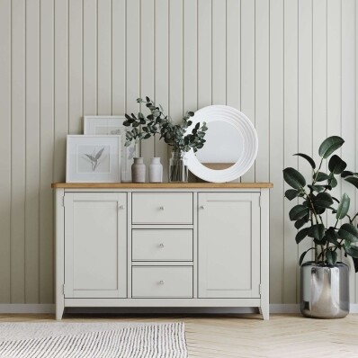 Light Grey Painted 2 Door 3 Drawer Sideboard