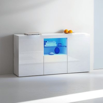 white high gloss sideboard with led lights