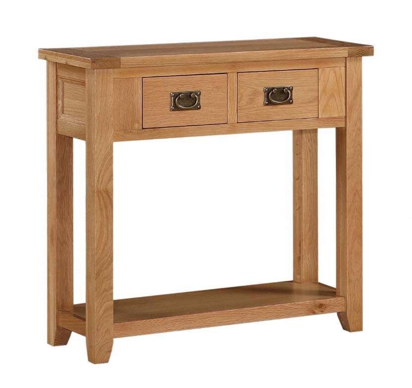 Oak Console Table with 2 Drawers
