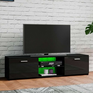 Black tv stand with led lights
