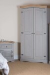 Grey Wardrobe 2 Doors Premium Pine Furniture - Image 6