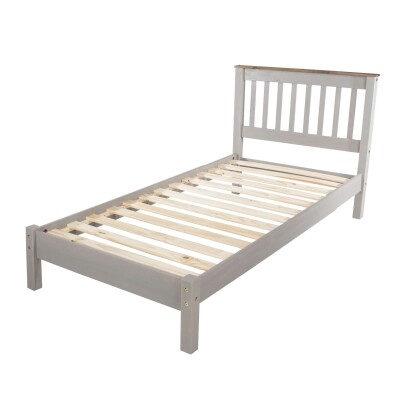 Single Bed Slatted Grey Premium Pine Furniture
