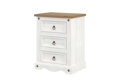 White Bedside Cabinets Table 3 Drawers Premium Pine Furniture