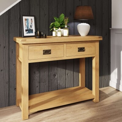 rustic oak console table