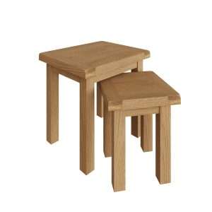 Oak Nest of Tables Showing Wood Grain Similar to Console Table