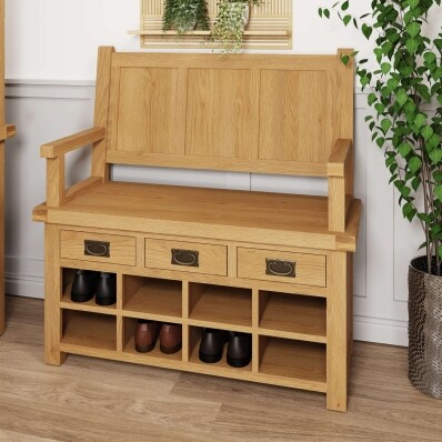Oak Monks Bench With Storage