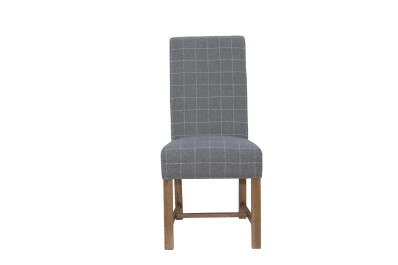 Scroll Back Dining Chair - Check Grey Wool
