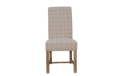 Scroll Back Dining Chair - Check Natural Wool