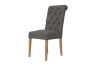 Fabric Button Back Chair with Scroll - Dark Grey - Image 3