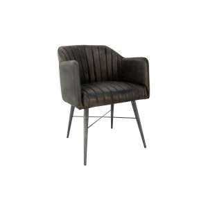 Leather & Iron Chair - Dark Grey