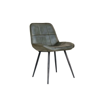 Leather & Iron Chair - Light Grey