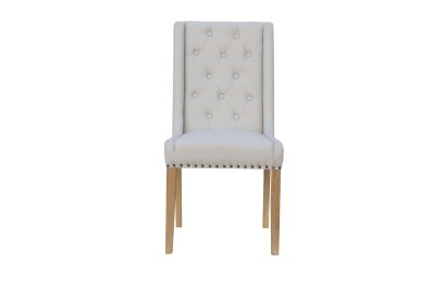 Button and Studded Dining Chair - Natural