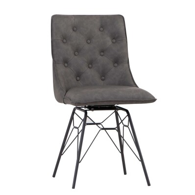 Studded Back Chair with Ornate Legs - Grey