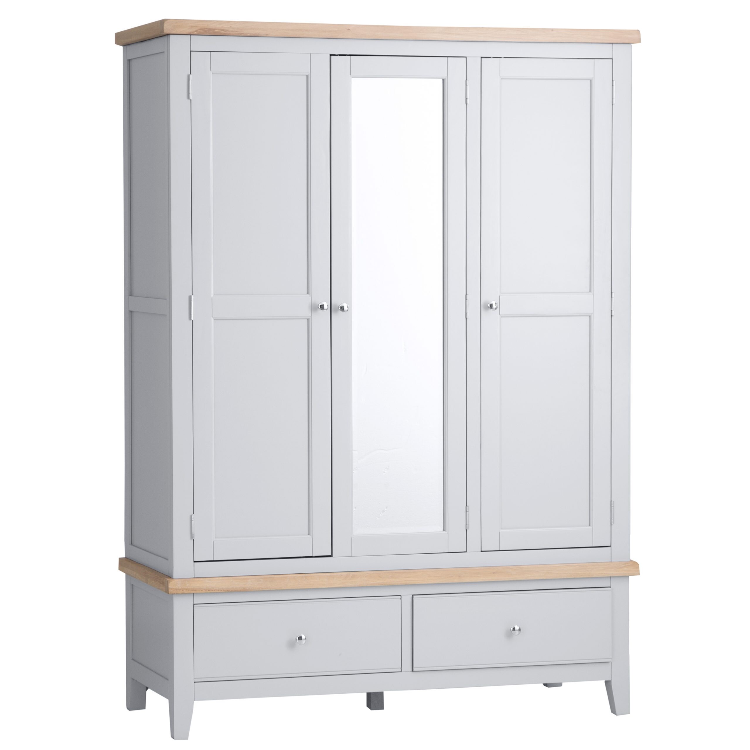 Modern 3 Door Grey Wardrobe with Ample Storage Space - Image 2