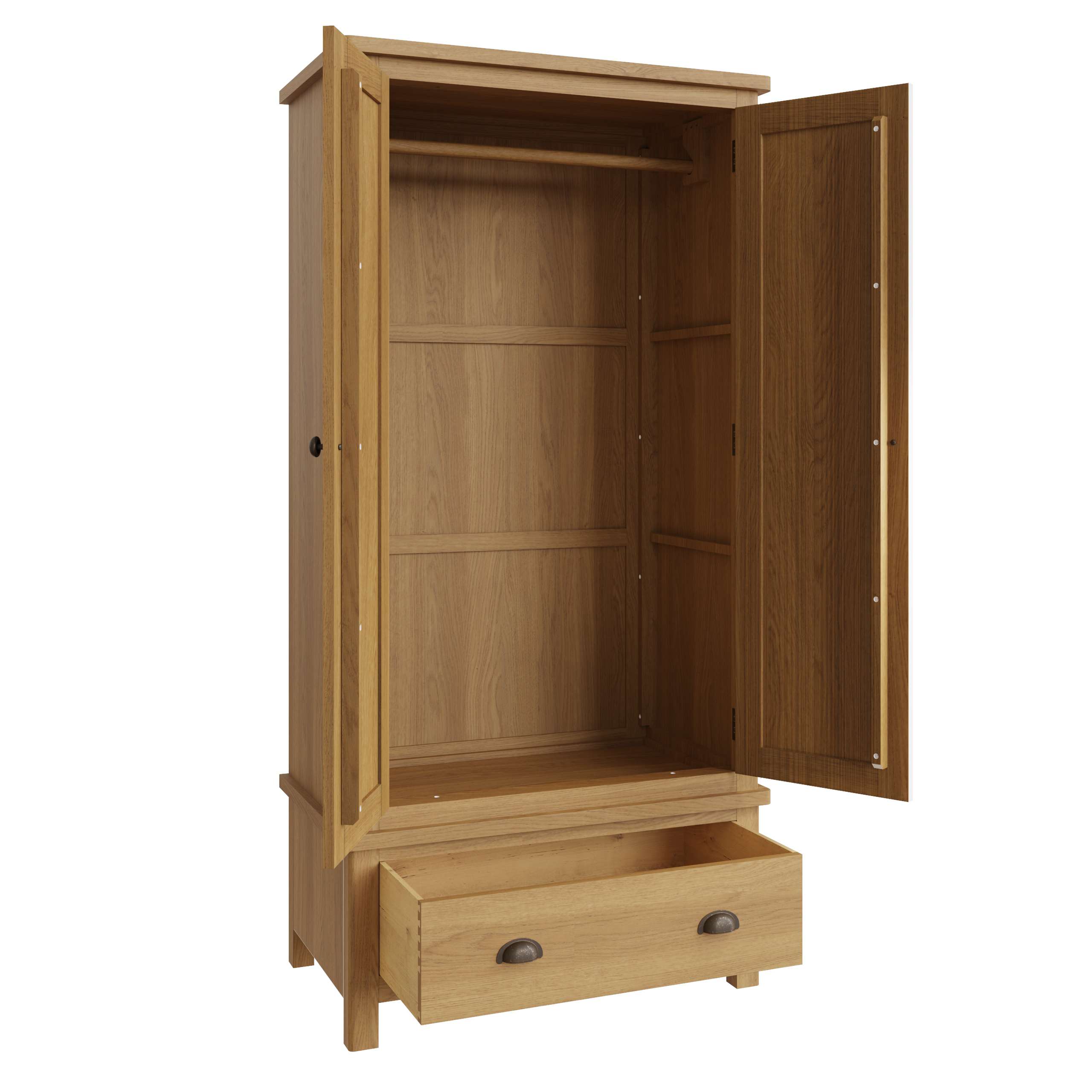 Rustic Oak Wardrobe with Drawers - Spacious Storage Solution - Image 3