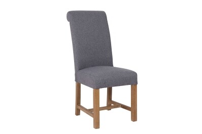 Scroll Back Fabric Dining Chair - Grey