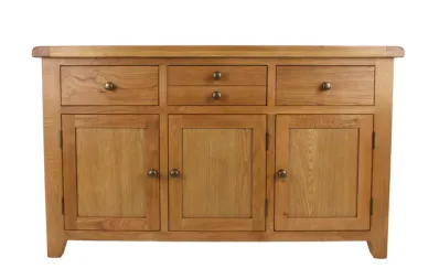 Fully assembled solid rustic oak sideboard