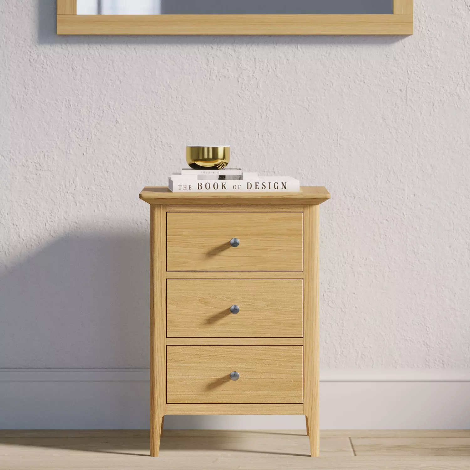 Light Oak 3 Drawer Bedside
