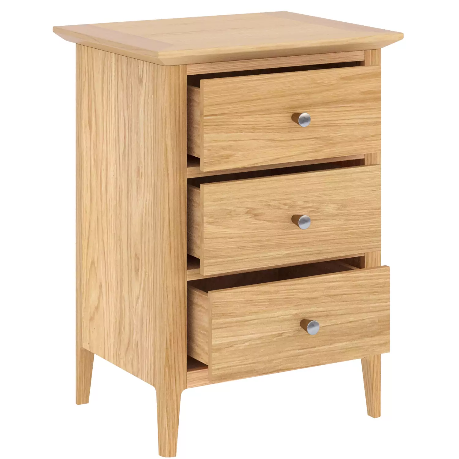 Light Oak 3 Drawer Bedside - Image 6