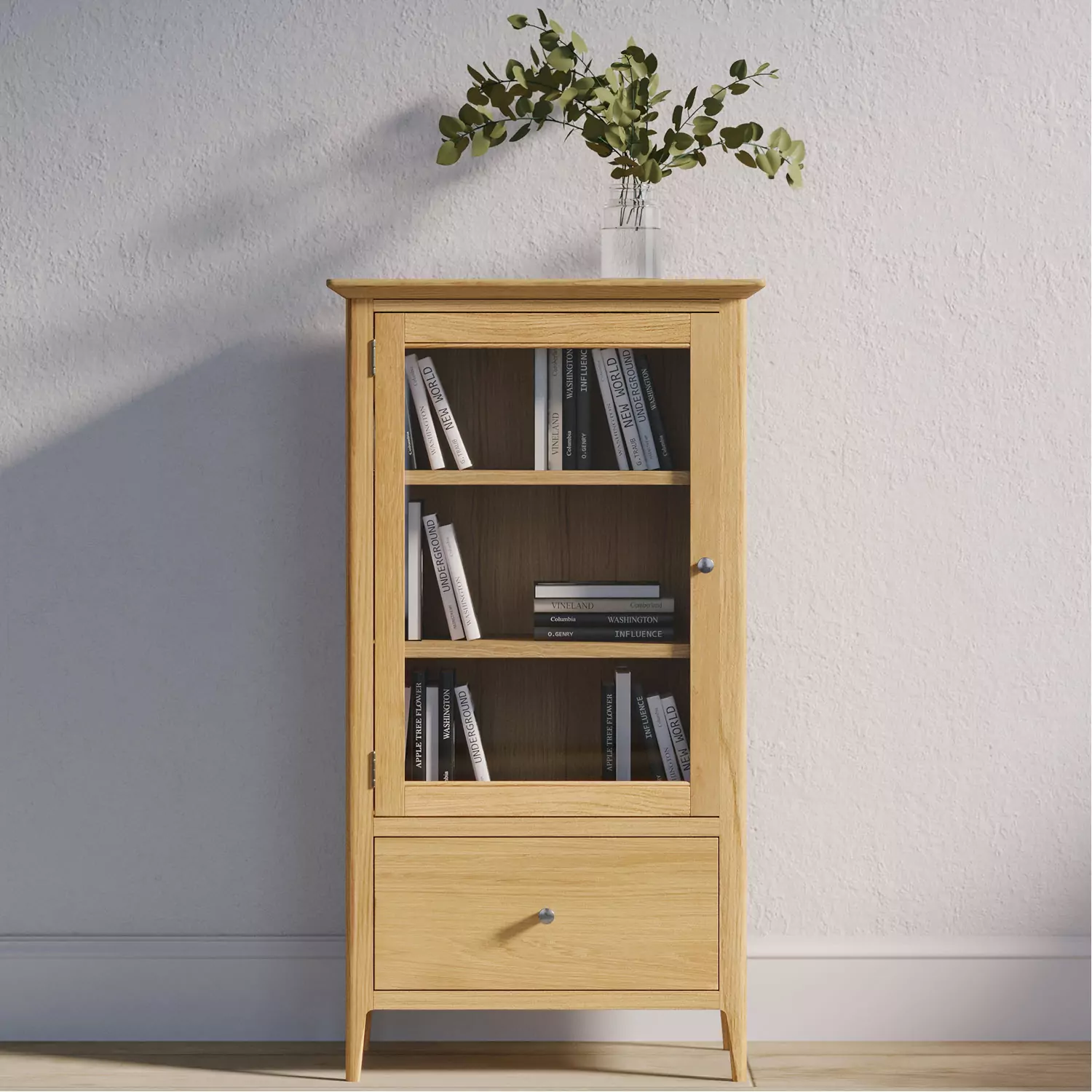 Light Oak Glazed Bookcase