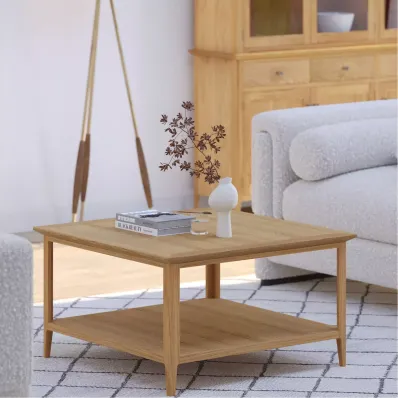 London Oak Square Coffee Table With Shelve
