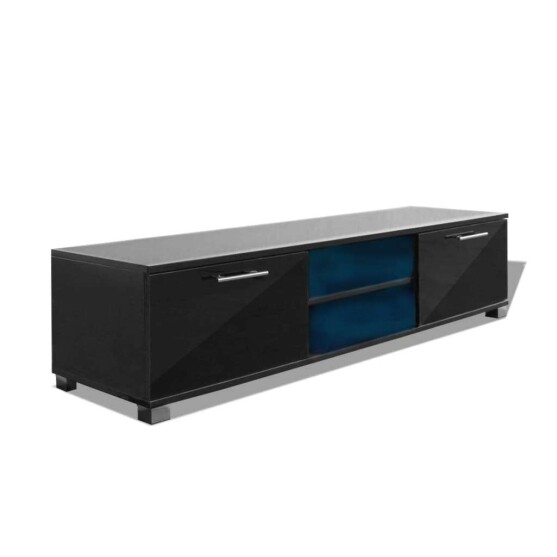 Black TV Unit in High Gloss with LED lights