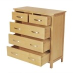 Luna Oak 5 Draw chest of drawers - Image 6