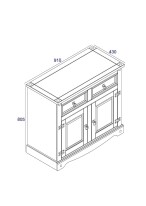 Wooden Sideboard Pine 2 door