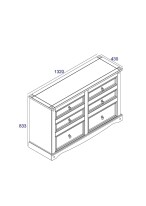 3+3 Chest of Drawers Wide Grey