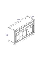 Wooden Sideboard in Grey 3 Doors