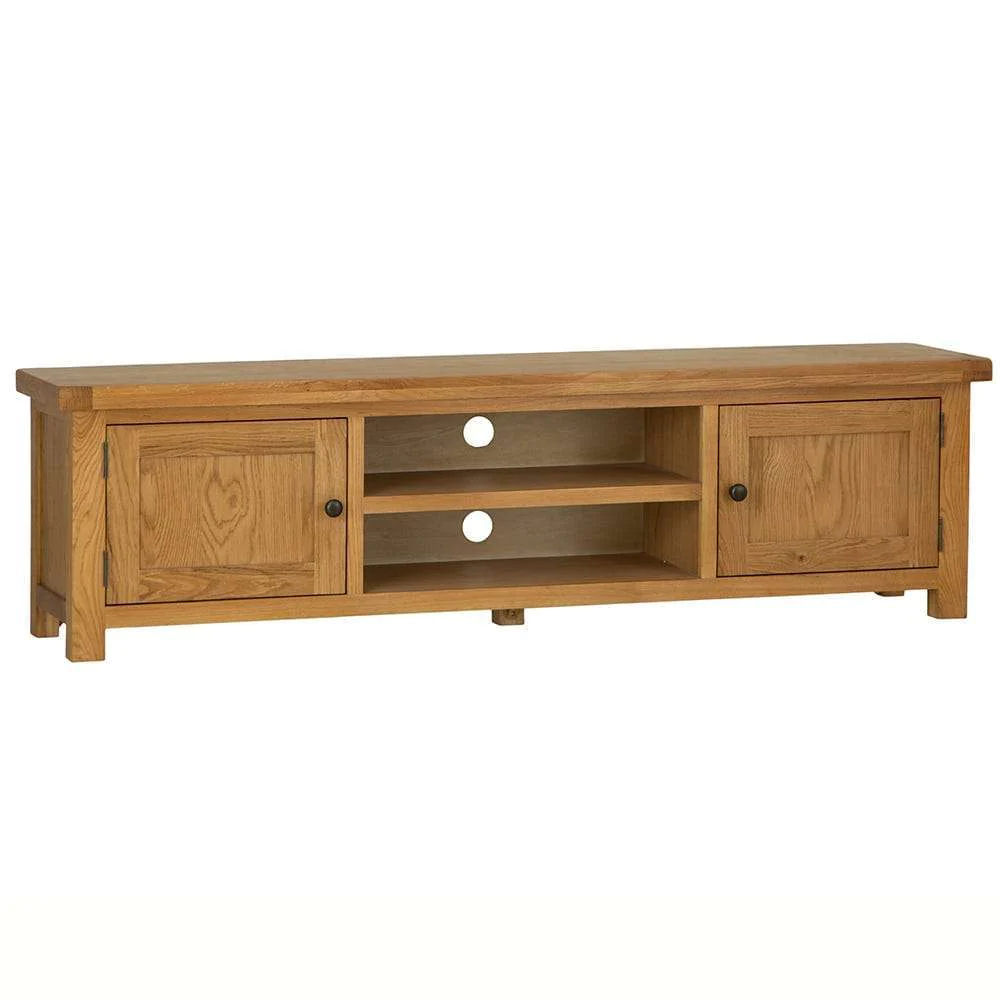 Heritage Extra Large Oak Tv Unit Suitable For Upto 85 Inch Tvs