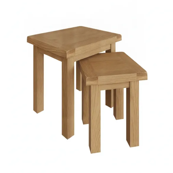 solid oak nest of 2 tables