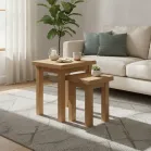solid oak nest of 2 tables