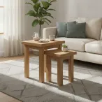 solid oak nest of 2 tables
